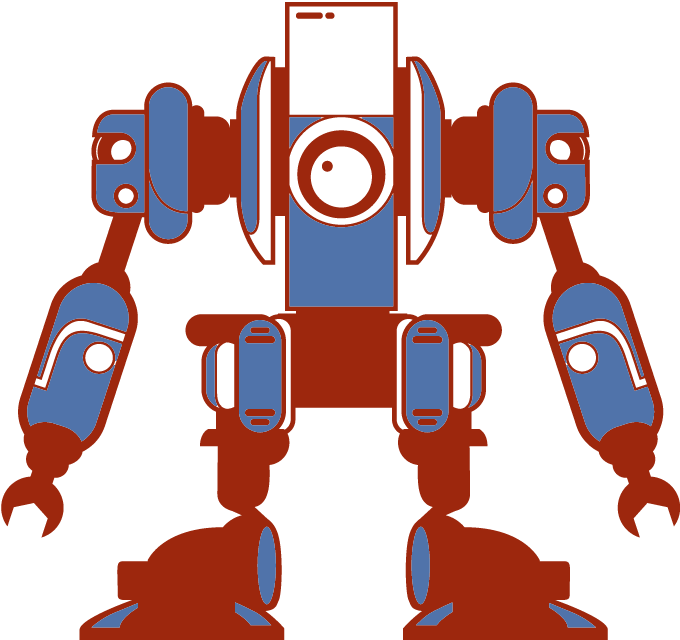 Red and blue robot sticker