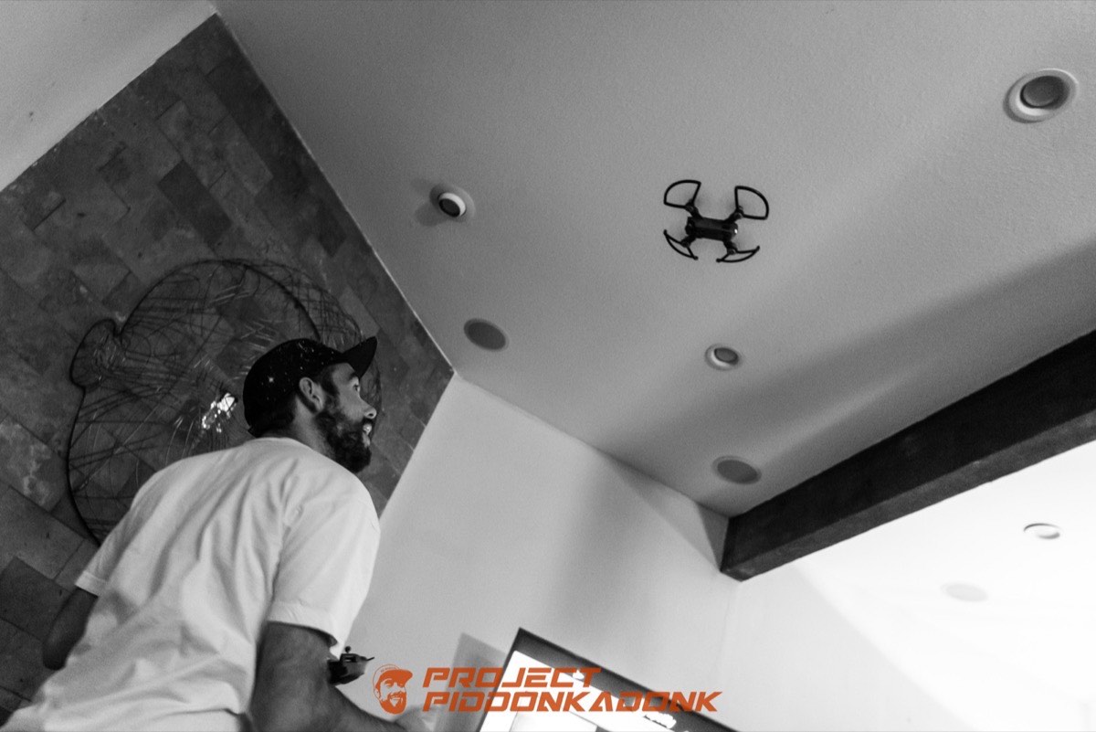 Learning to fly the thing indoors, which is how you break the thing.